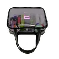 Vinyl Hanging Large Cosmetic Case Bag Fashion Waterproof Black Clear Toiletry Bag